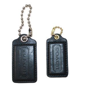 Lot of Coach Hang Tags, Key Fobs in Black Leather, Silver and Gold Accents
